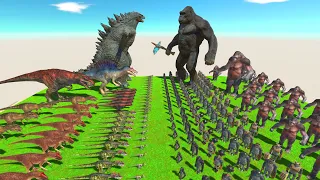 Dinosaurs Revolt Battle With Godzilla 2014 + Herbivore Dinosaurs VS King Kong and Mutant Primates