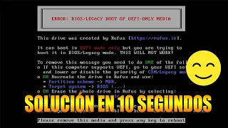 Error Bios Legacy Boot of Uefi Only Media SOLUCIÓN