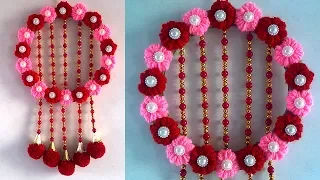 DIY Easy Woolen Flowers Wall Hanging !!! DIY ROOM DECOR 2019 || Easy DIY Projects !!!