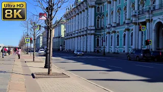 Прогулка, Санкт-Петербург, Дворцовая набережная, 19.04.21, качество видео 8K