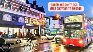 3PM Rain LONDON Double-Decker Bus 250 Ride to Brixton in dusk