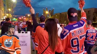 Edmonton Streets Oilers Win 2022 Stanley Cup Playoff Game Fans go crazy! #shorts