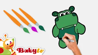 Cara menggambar kuda nil 🎨🦛 | Mewarnai dan menggambar untuk anak @BabyTVIndo