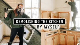 Demolishing The Kitchen ALONE | Renovating Our 110-Year-Old Cottage