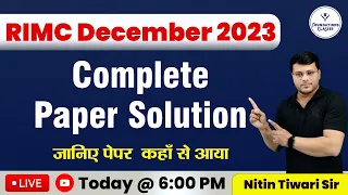 RIMC DECEMBER 2023 COMPLETE PAPER SOLUTION By Nitin Sir