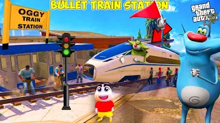 Oggy Build Oggy Bullet Train Station In Front Of Oggy's House In GTA 5 | Gta 5 Avengers