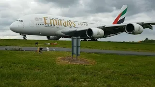 Close up! Emirates A6-EUO A380 taxiing at Birmingham airport