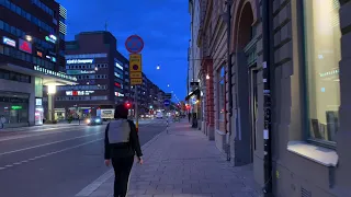 Stockholm Walks: Fleminggatan - St Eriksgatan in May. Virtual walk at night time