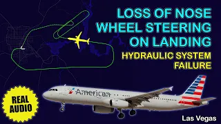 “We need a tug after landing”. Hydraulic failure. American A321 returned to Las Vegas. Real ATC