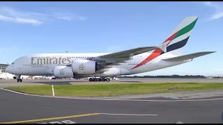 Emirates A380 Airbus Landing in a Sea of Spray! - Auckland 20 Apr 2024