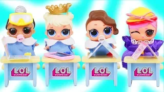 LOL Surprise Dolls Dress Up in School for Lil Sisters School Adoption - Toy Mystery Blind Bag Video