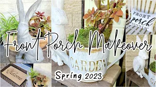 FARMHOUSE FRONT PORCH MAKEOVER // SIMPLE FRONT PORCH DECORATING IDEAS SPRING 2023 // ROBIN LANE LOWE