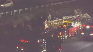 Overturned tractor trailer on I-285 in DeKalb County