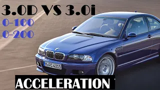 BMW e46 3.0D (Diesel) VS 3.0i (Gasoline) Acceleration TEST 0-100/0-200 (you will be surprised)