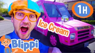 Blippi Eats Ice Cream From An Ice Cream Truck! | 1 HOUR OF BLIPPI TOYS | Vehicle Videos for Kids