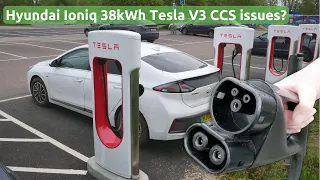 Charging a Hyundai Ioniq 38kWh on Tesla Supercharger v3. Does the CCS plug fit?
