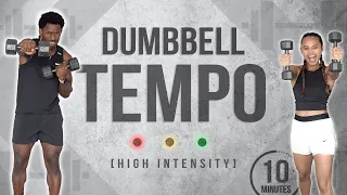 10 Minute Dumbbell Tempo HIIT Workout (Full Body/Light Weight)