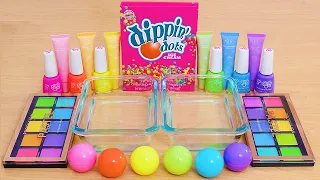 Dippin' Dots Ice Cream Slime - Mixing Rainbow Makeup Eyeshadow Into Satisfying Slime ASMR