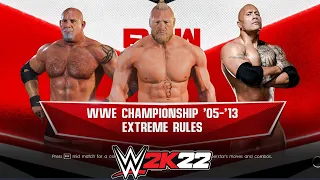 WWE 2K22 Goldberg VS. Brock Lesnar VS. The Rock - WWE Championship - PC Gameplay