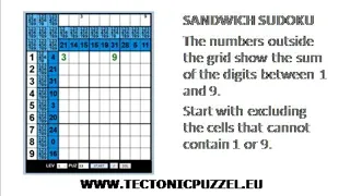 Sandwich Sudoku - Between 1 & 9 Sudoku (puzzle 12)