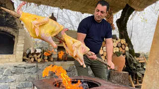 Azerbaijani Style of Cooking Tender Turkey with Chestnuts and Dried Fruits