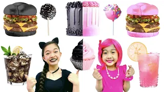 BLACK VS  PINK FOOD CHALLENGE | KAYCEE & RACHEL in WONDERLAND FAMILY