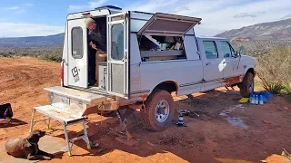 Minimalist Pilot sells Slide In Camper to Build a Stealth Diesel Solar Camper - Truck Walk Through