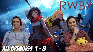 RWBY All Openings 1-8 | Blind Brothers Reaction