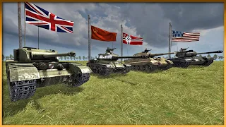 King Tiger vs Pershing vs IS-2 vs Black Prince | Tank vs Tank Battle Royale (PART - 1)
