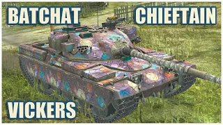 Chieftain Mk. 6, BatChat 25t & Vickers Light • WoT Blitz Gameplay