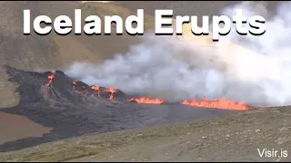 Iceland - A New Eruption Started - Fissure Eruption Meradalir Valley - Fagradalsfjall Volcano