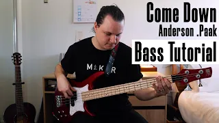 How To Play - Come Down - Anderson .Paak - Bass Lesson (Tutorial)