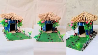 How to Make a Cardboard Hut & Cow Shelter for school Project