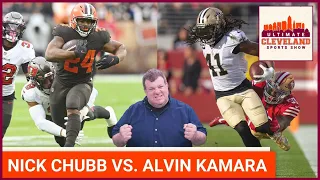 Will Nick Chubb have more rush yards than Alvin Kamara have total yards in Browns vs. Saints game?