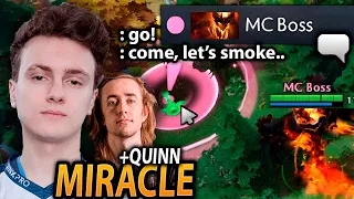 MIRACLE picks QUINN and VOICE CHAT making CALLS with Shadow Fiend