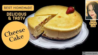 Simple and Easy New York Style Cheese Cake | Cheesecake Easy Recipe | Graham Cracker Crust