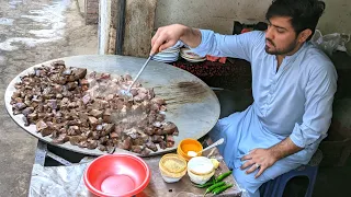 Tawa Fry Kaleji Recipe - Obaid Hotel, Board Bazar Street Food Peshawar | Liver Fry Recipe | Kaleji