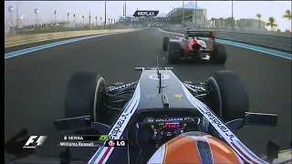 Bruno Senna onboard overtake on Timo Glock Abu Dhabi GP 2012