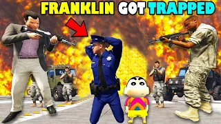 FRANKLIN POLICE TRAPPED By MICHAEL'S ARMY in GTA 5 | SHINCHAN and CHOP