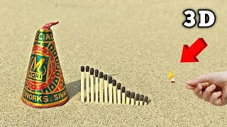 Matchstick Chain Reaction Domino Vs Diwali Crackers Amazing Experiment 👻