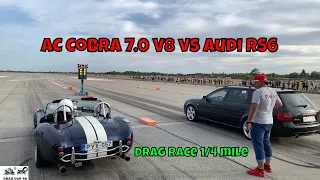 AC Cobra 7.0 V8 vs Audi RS6 drag race 1/4 mile 🚦🚗  - 4K