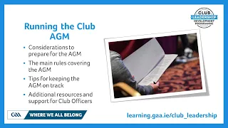 Running an Effective Club AGM: Webinar 2021