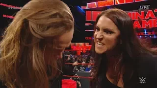 Stephanie McMahon slaps the Undisputed Fighting Championship out of Ronda Rousey