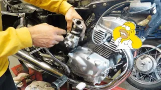 Carburetor, air filter, tank level, Honda 125 Twin, disassemble, adjust, clean