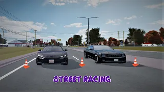 STREET RACING IN ROBLOX GREEENVILLE ( HUGE CRASH)