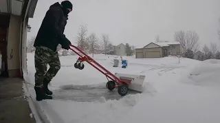 snow pusher to a hand truck