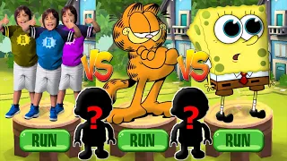 Tag with Ryan vs Garfield Rush vs Spongebob: Sponge on the Run All Costumes Unlocked All Characters