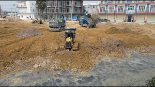 Incredible New  Building Technology Strong Bulldozer Pushing Clearing Dirt land Full field