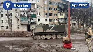 Russian Wagner PMC travelling through Bakhmut with captured Ukrainian M113 APC 🇷🇺🏹🇺🇦