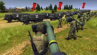 UKRAINIAN TROOPS ATTACKED RUSSIAN VERY BIG KAMAZ CONVOY  MenOfWar2 Battle Simulation